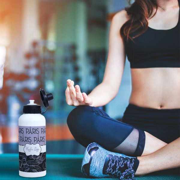 Custom Design - Aluminum Water Bottle - White LIFESTYLE