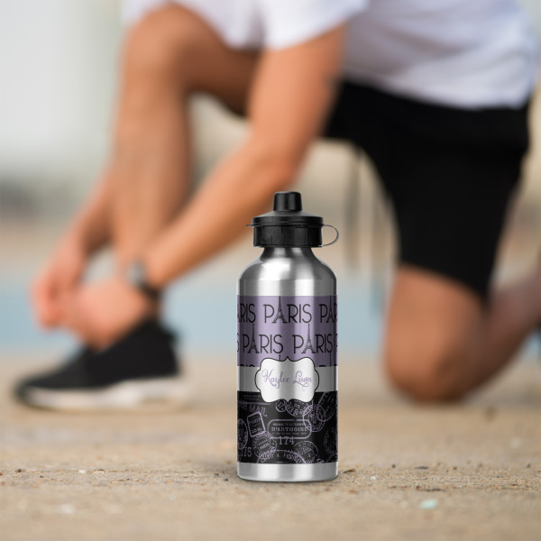 Custom Design - Aluminum Water Bottle - Silver LIFESTYLE