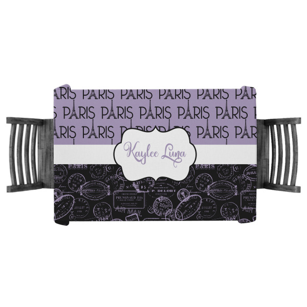 Custom Paris Bonjour and Eiffel Tower Tablecloth - 58"x58" (Personalized)