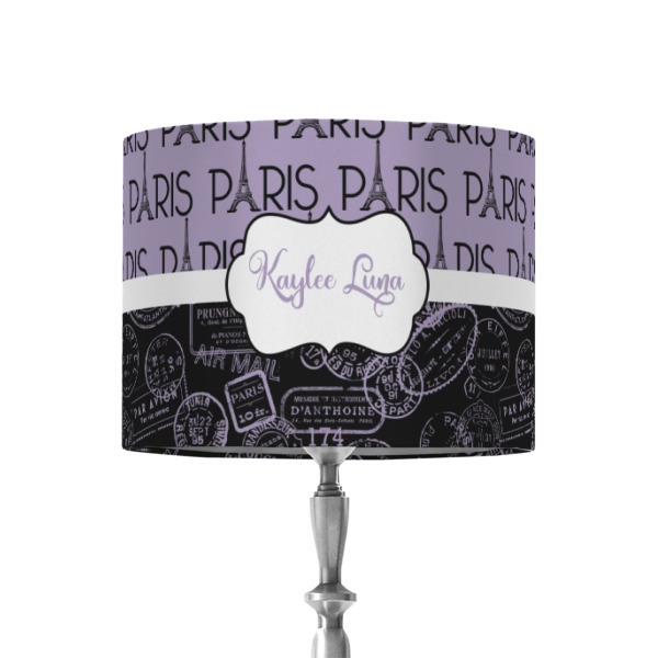 Custom Paris Bonjour and Eiffel Tower 8" Drum Lamp Shade - Fabric (Personalized)