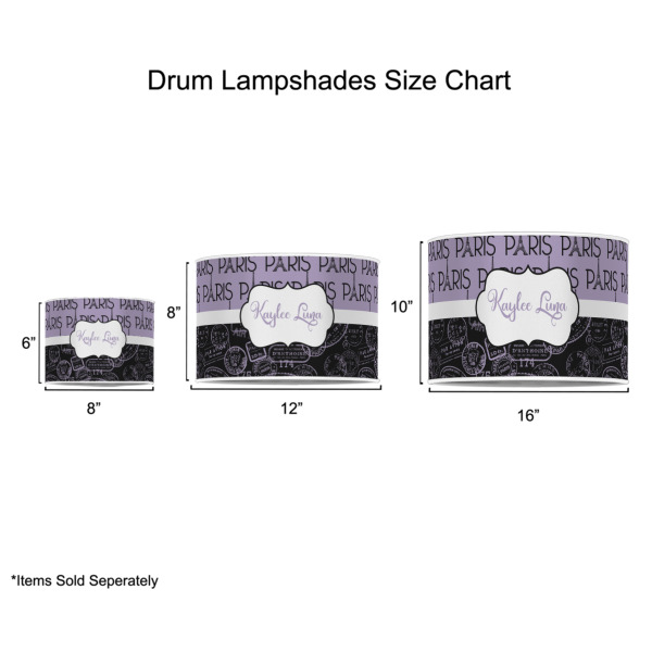 Custom Design - Drum Lampshades - Sizing Chart
