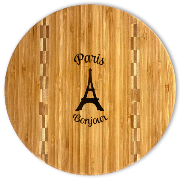 Custom Paris Bonjour and Eiffel Tower Bamboo Cutting Board (Personalized)