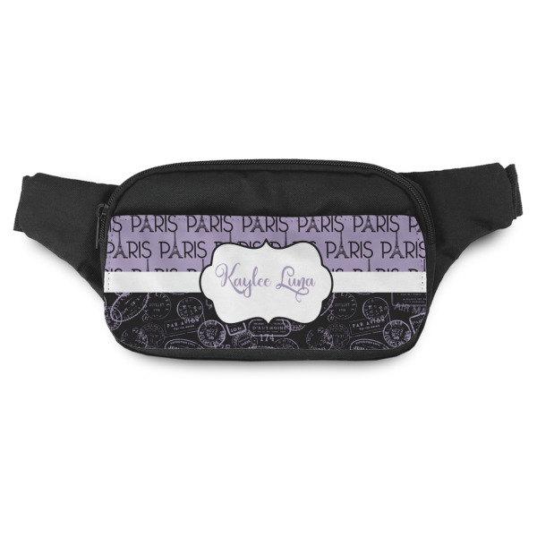 Custom Paris Bonjour and Eiffel Tower Fanny Pack - Modern Style (Personalized)