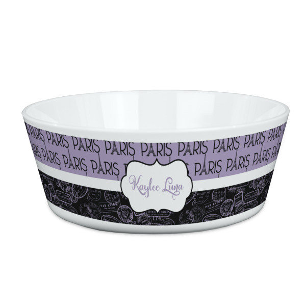 Custom Paris Bonjour and Eiffel Tower Kid's Bowl (Personalized)