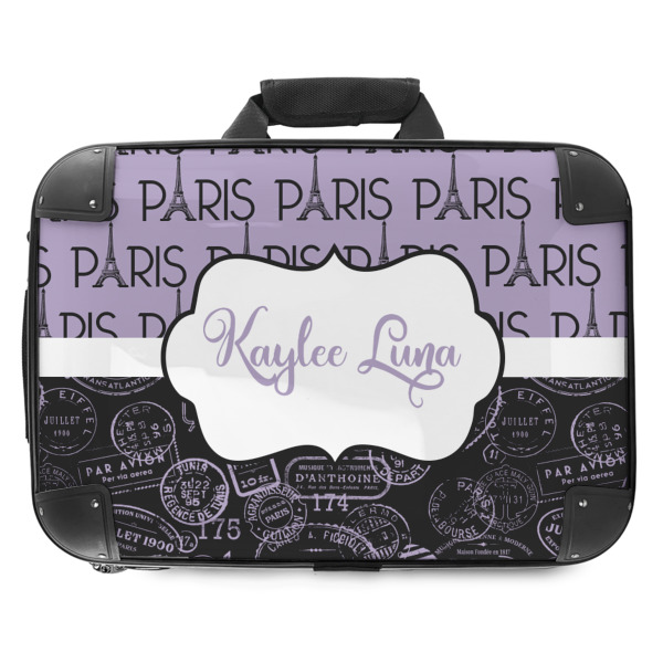 Custom Paris Bonjour and Eiffel Tower Hard Shell Briefcase - 18" (Personalized)