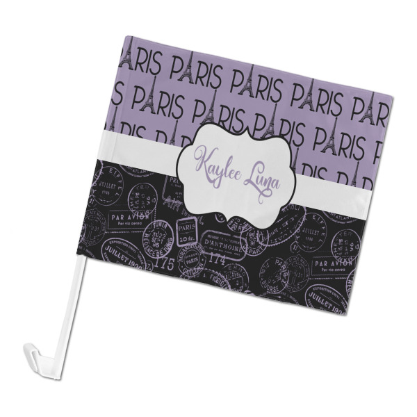 Custom Paris Bonjour and Eiffel Tower Car Flag (Personalized)