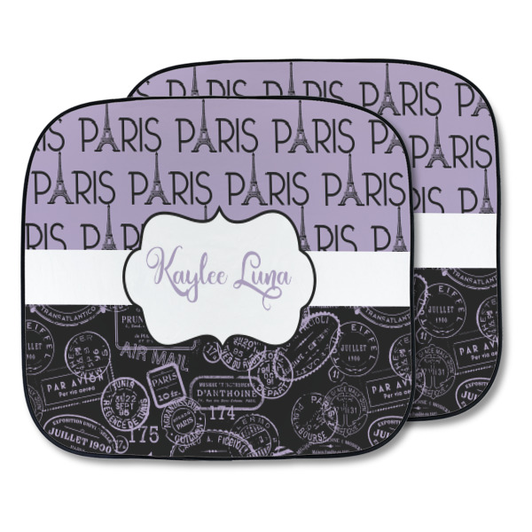 Custom Paris Bonjour and Eiffel Tower Car Sun Shade - Two Piece (Personalized)