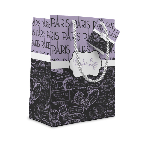 Custom Paris Bonjour and Eiffel Tower Gift Bag (Personalized)