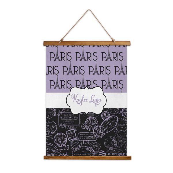 Custom Paris Bonjour and Eiffel Tower Wall Hanging Tapestry (Personalized)