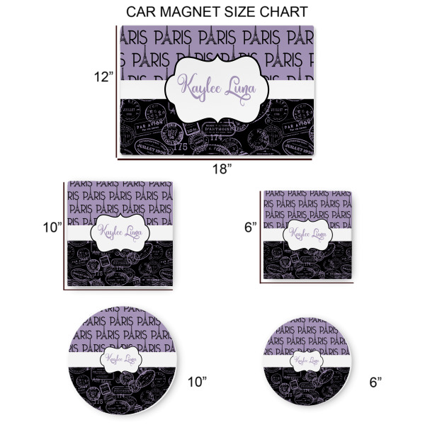 Custom Design - Car Magnets - SIZE CHART