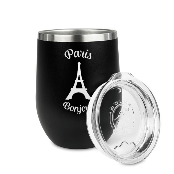 Custom Design - Stainless Wine Tumblers - Black - Double Sided - Alt View