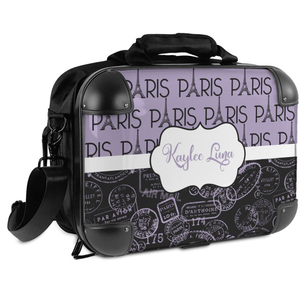 Custom Paris Bonjour and Eiffel Tower Hard Shell Briefcase (Personalized)