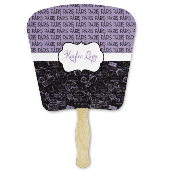 Custom Paris Bonjour and Eiffel Tower Paper Fan (Personalized)