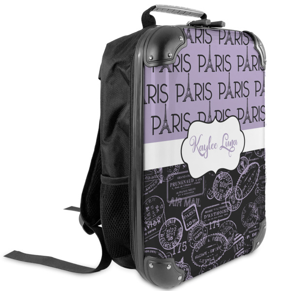 Custom Paris Bonjour and Eiffel Tower Kids Hard Shell Backpack (Personalized)