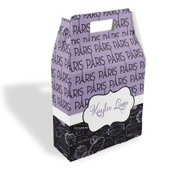 Custom Paris Bonjour and Eiffel Tower Gable Favor Box (Personalized)