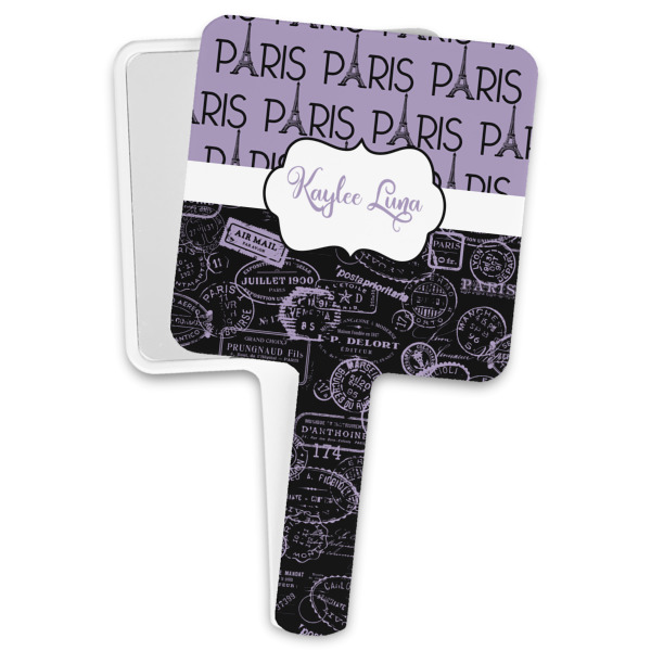 Custom Paris Bonjour and Eiffel Tower Hand Mirror (Personalized)