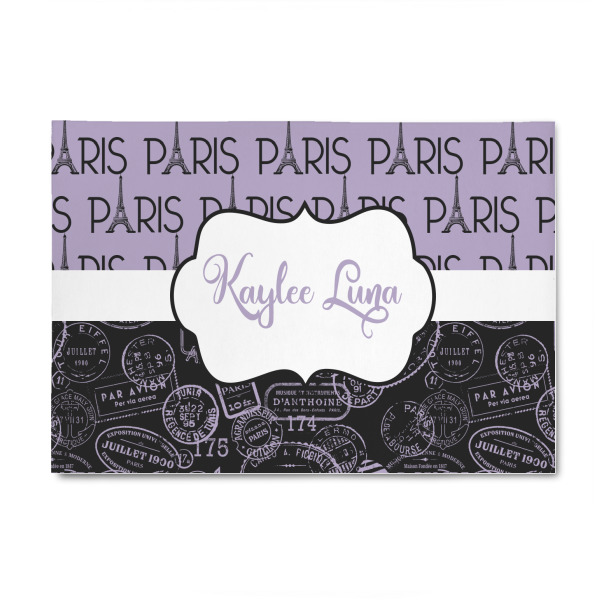 Custom Paris Bonjour and Eiffel Tower 4' x 6' Patio Rug (Personalized)