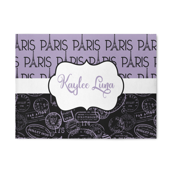 Custom Paris Bonjour and Eiffel Tower 5' x 7' Patio Rug (Personalized)