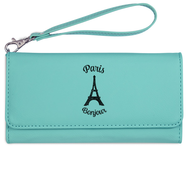 Custom Design - Ladies Wallet - Leather - Teal - Front View