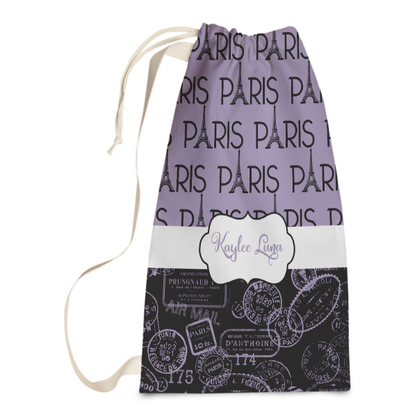 Custom Paris Bonjour and Eiffel Tower Laundry Bags - Small (Personalized)
