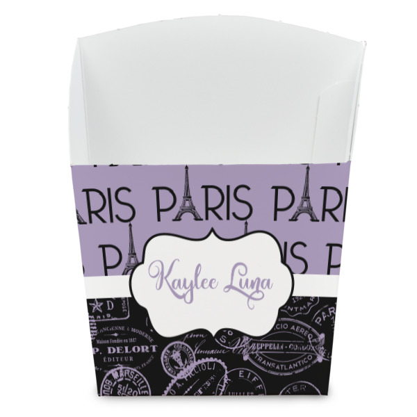 Custom Paris Bonjour and Eiffel Tower French Fry Favor Boxes (Personalized)