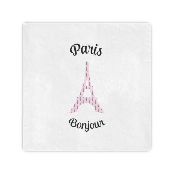 Custom Paris Bonjour and Eiffel Tower Cocktail Napkins (Personalized)
