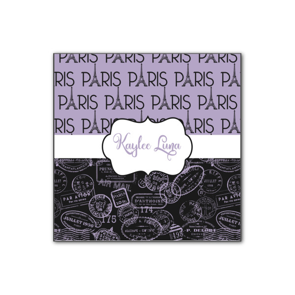 Custom Paris Bonjour and Eiffel Tower Wood Print - 12x12 (Personalized)