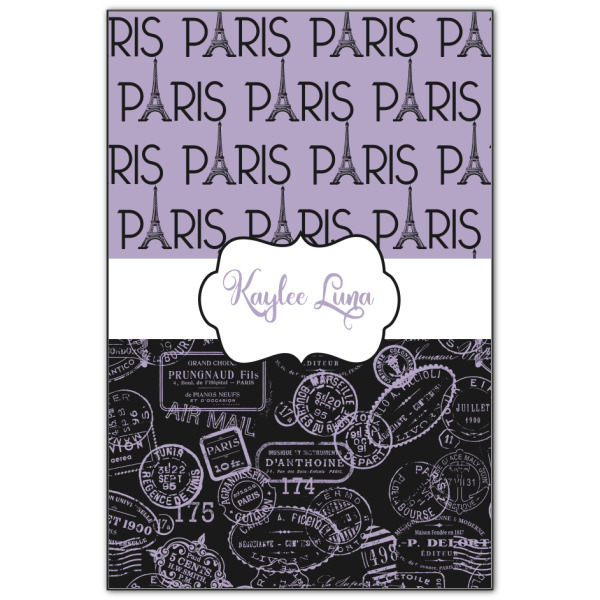 Custom Paris Bonjour and Eiffel Tower Wood Print - 20x30 (Personalized)