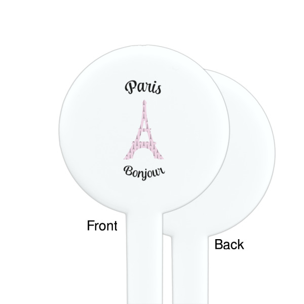 Custom Design - White Plastic 7" Stir Stick - Single Sided - Round - Front & Back