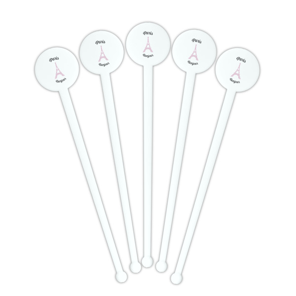 Custom Design - White Plastic 7" Stir Stick - Round - Fan View