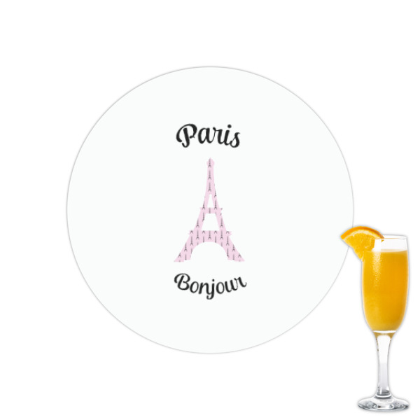 Custom Paris Bonjour and Eiffel Tower Printed Drink Topper - 2.15" (Personalized)