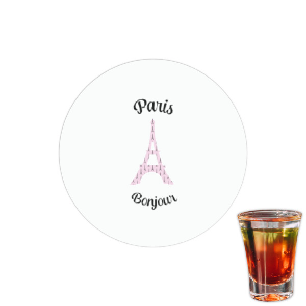 Custom Paris Bonjour and Eiffel Tower Printed Drink Topper - 1.5" (Personalized)