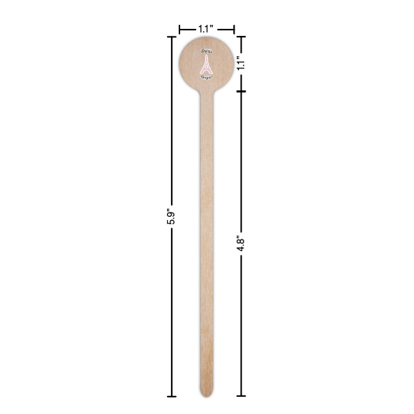 Custom Design - Wooden 6" Stir Stick - Round - Dimensions