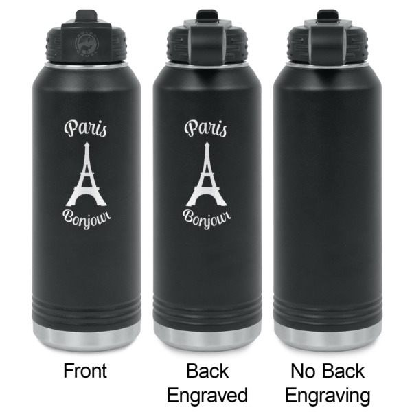 Custom Design - Laser Engraved Water Bottles - 2 Styles - Front & Back View