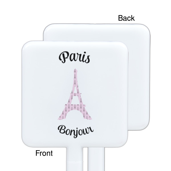 Custom Design - White Plastic Stir Stick - Single Sided - Square - Front & Back