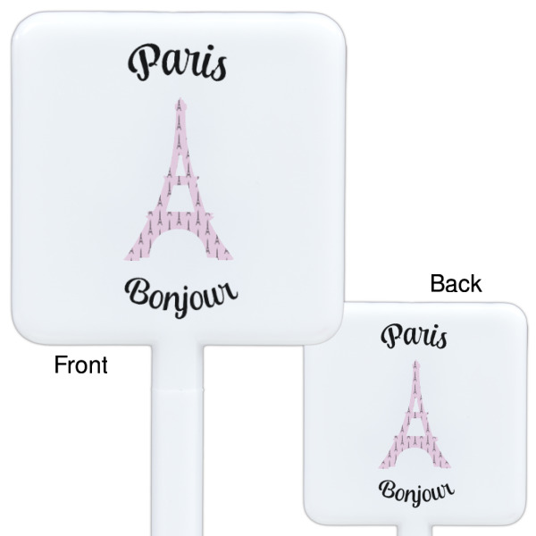 Custom Design - White Plastic Stir Stick - Double Sided - Front & Back