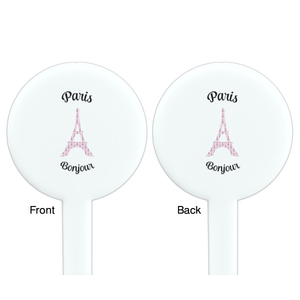 Custom Design - White Plastic 7" Stir Stick - Double Sided - Round - Front & Back