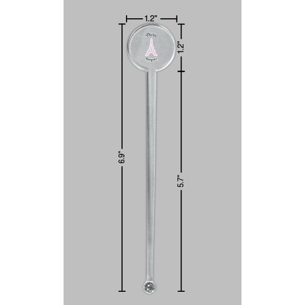 Custom Design - Clear Plastic 7" Stir Stick - Round - Dimensions