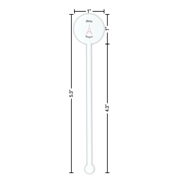 Custom Design - White Plastic 5.5" Stir Stick - Round - Dimensions