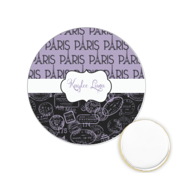 Custom Paris Bonjour and Eiffel Tower Printed Cookie Topper - 1.25" (Personalized)