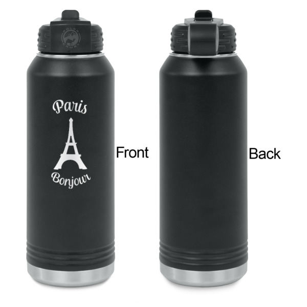 Custom Design - Laser Engraved Water Bottles - Front Engraving - Front & Back View