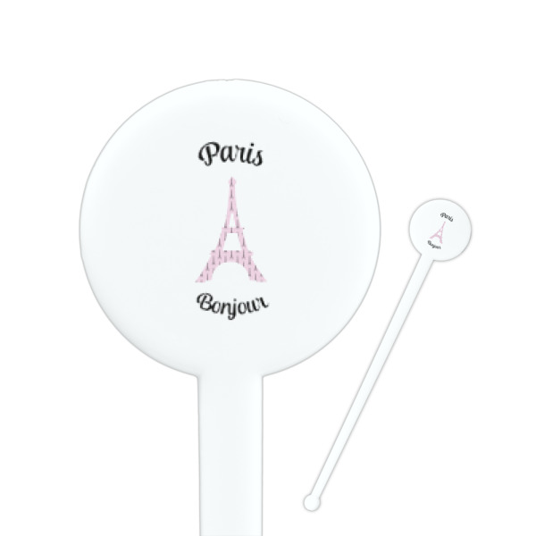 Custom Paris Bonjour and Eiffel Tower Round Plastic Stir Sticks (Personalized)