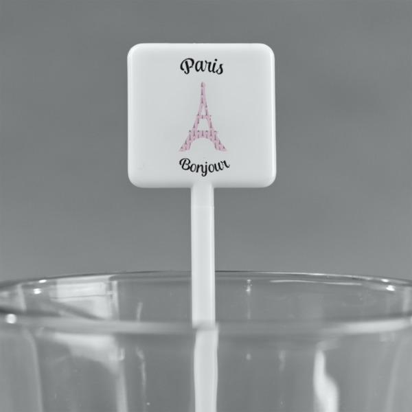 Custom Design - White Plastic Stir Stick - Square - Main