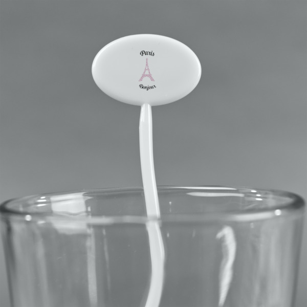 Custom Design - White Plastic 7" Stir Stick - Oval - Main