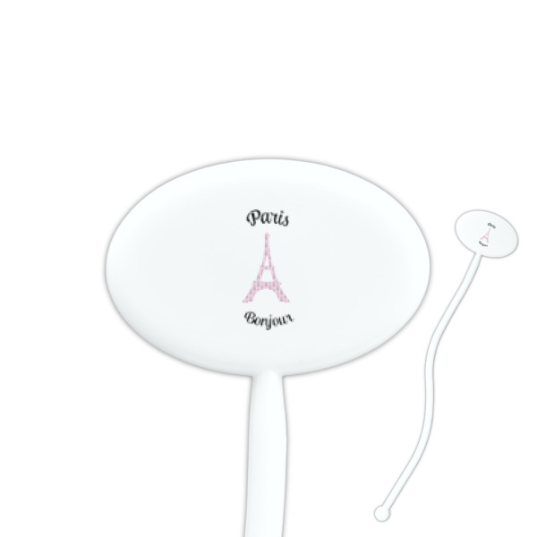 Custom Paris Bonjour and Eiffel Tower Oval Plastic Stir Sticks (Personalized)