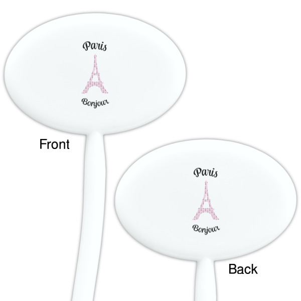 Custom Design - White Plastic 7" Stir Stick - Double Sided - Oval - Front & Back
