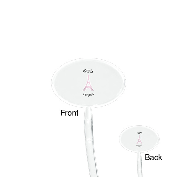 Custom Design - Clear Plastic 7" Stir Stick - Oval - Front & Back