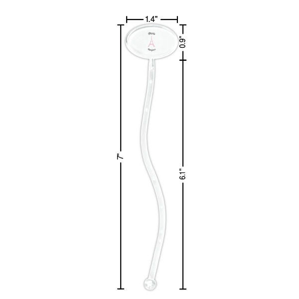 Custom Design - Clear Plastic 7" Stir Stick - Oval - Dimensions