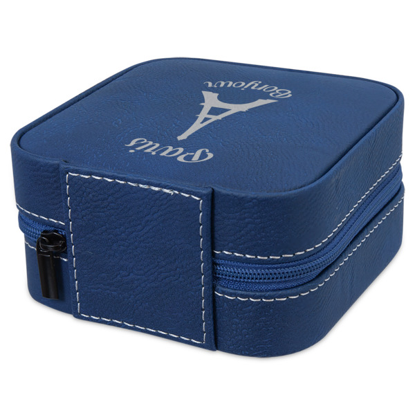 Custom Design - Travel Jewelry Boxes - Leather - Navy Blue - View from Rear