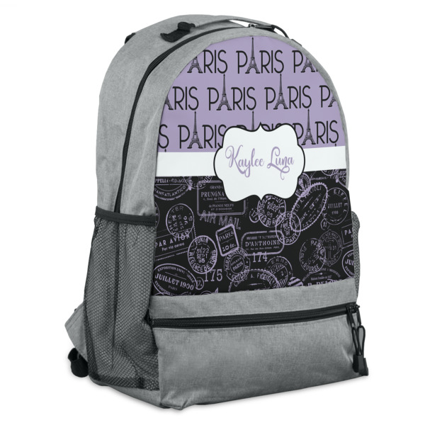 Custom Paris Bonjour and Eiffel Tower Backpack (Personalized)